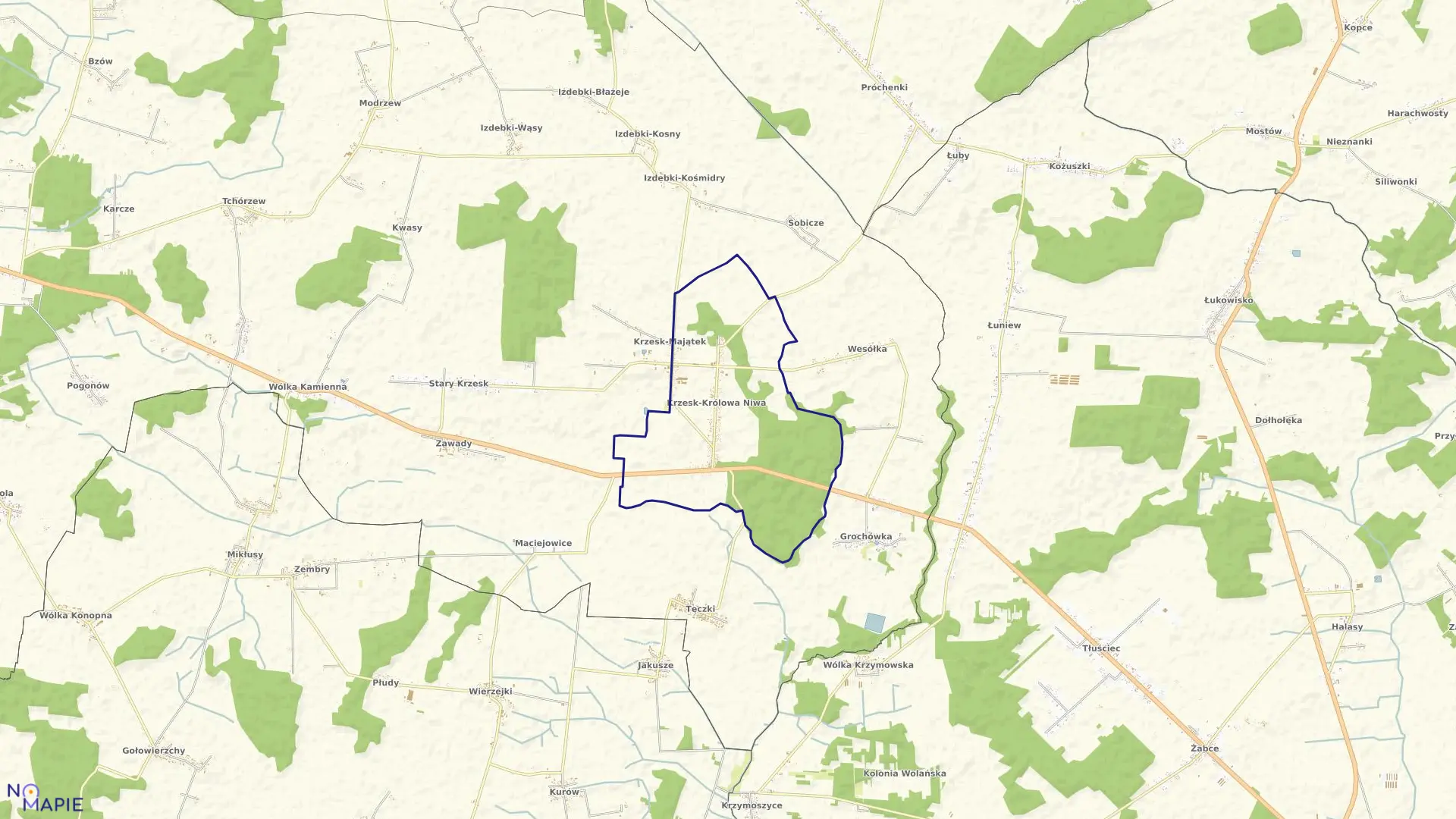 Mapa obrębu KRZESK-KRÓLOWA NIWA w gminie Zbuczyn