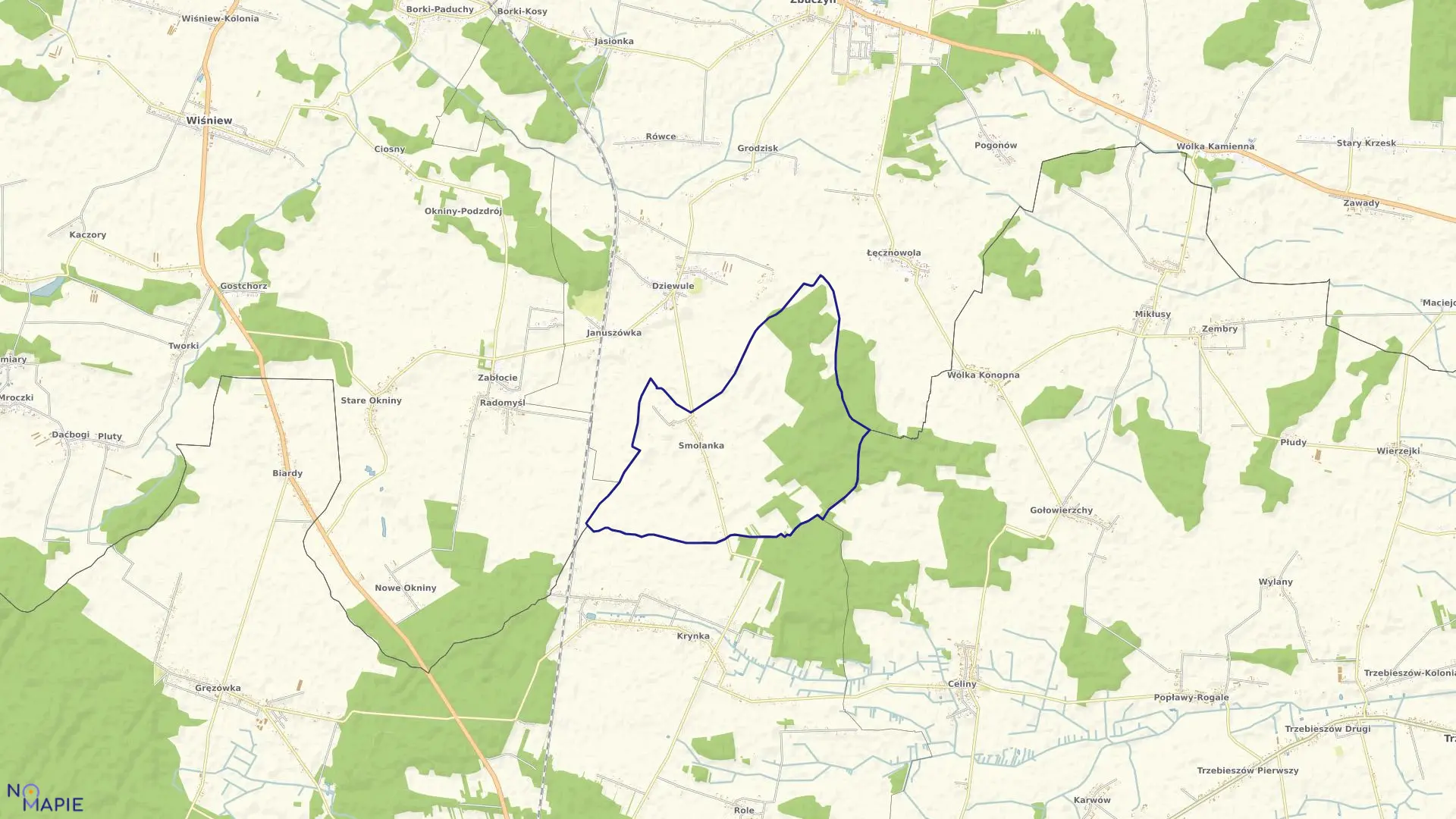 Mapa obrębu SMOLANKA w gminie Zbuczyn